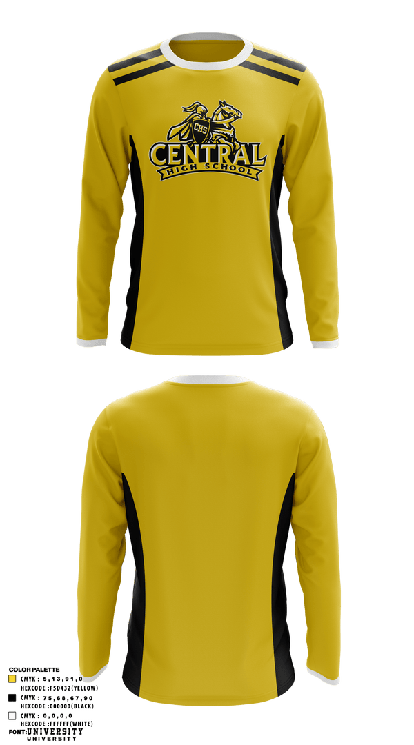 Long Sleeve Performance Shirt, Central HS Football, Football, Teamtime, Team time, sublimation, custom sports apparel, team uniforms, spirit wear, spiritwear, sports uniforms, custom shirts, team store, custom team store, fundraiser sports, apparel fundraiser