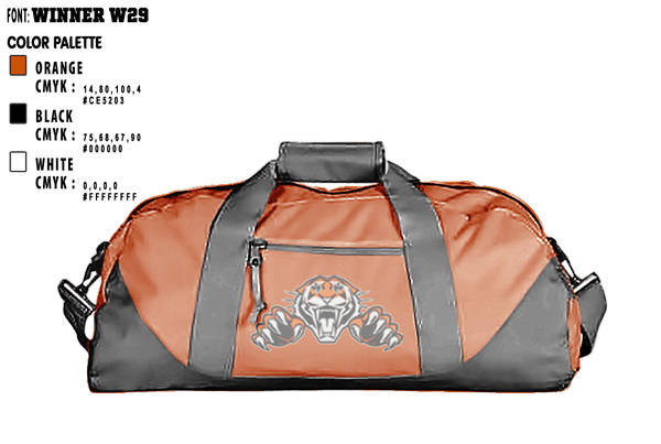 Duffle Bag, Pine River Backus Tigers, Men's Basketball, Teamtime, Team time, sublimation, custom sports apparel, team uniforms, spirit wear, spiritwear, sports uniforms, custom shirts, team store, custom team store, fundraiser sports, apparel fundraiser