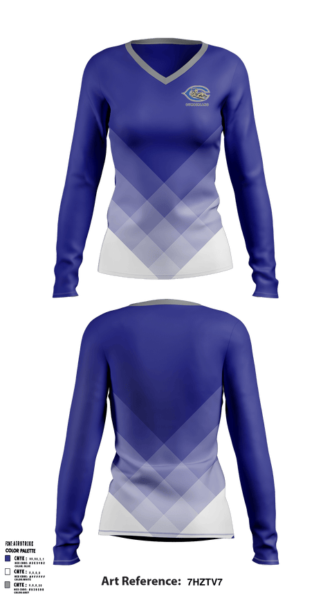 Women's Long Sleeve Vneck Shirt, Cumberland High School, School Spirit Store, Teamtime, Team time, sublimation, custom sports apparel, team uniforms, spirit wear, spiritwear, sports uniforms, custom shirts, team store, custom team store, fundraiser sports, apparel fundraiser