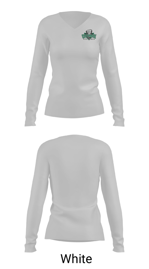 Women's Long Sleeve Vneck Shirt, Centennial Middle School Cross Country, Cross Country, Teamtime, Team time, sublimation, custom sports apparel, team uniforms, spirit wear, spiritwear, sports uniforms, custom shirts, team store, custom team store, fundraiser sports, apparel fundraiser