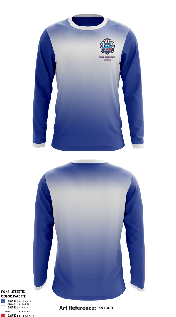 Long Sleeve Performance Shirt, John Marshall Soccer, Men's Soccer, Teamtime, Team time, sublimation, custom sports apparel, team uniforms, spirit wear, spiritwear, sports uniforms, custom shirts, team store, custom team store, fundraiser sports, apparel fundraiser