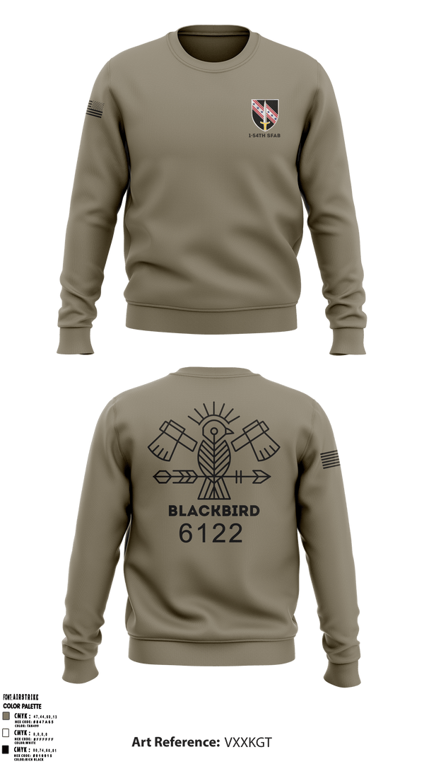 Crew Neck Sweatshirt, 1-54th SFABBco 1/54th SFAB, Army, Teamtime, Team time, sublimation, custom sports apparel, team uniforms, spirit wear, spiritwear, sports uniforms, custom shirts, team store, custom team store, fundraiser sports, apparel fundraiser