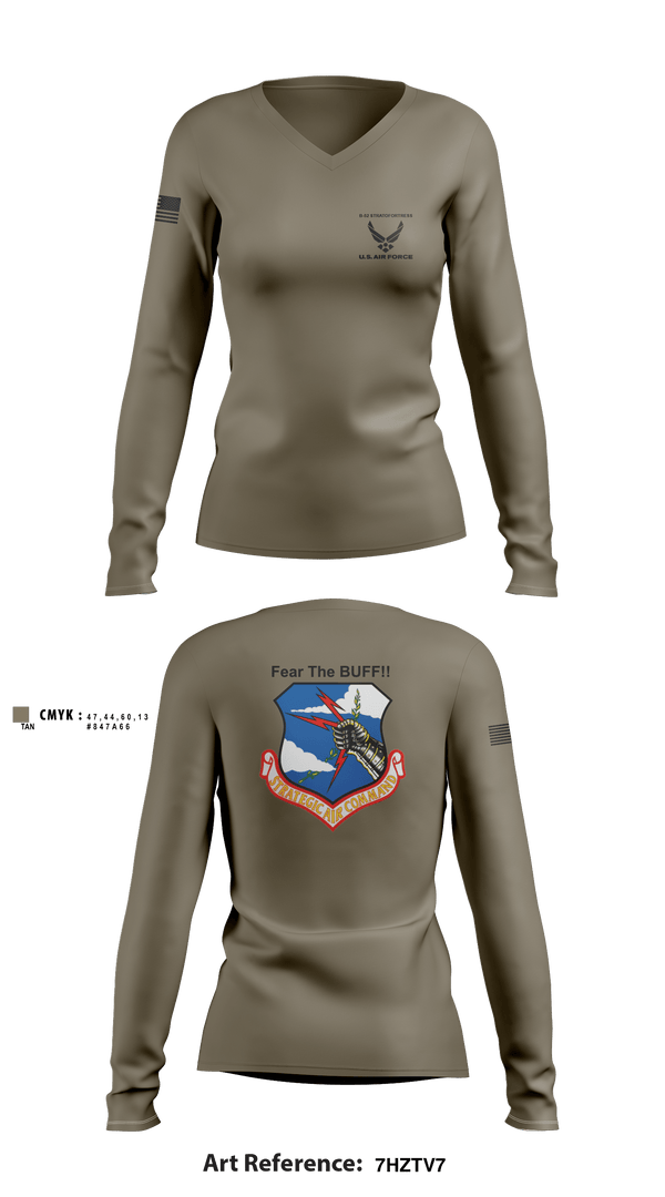 Women's Long Sleeve Vneck Shirt, 11th Bomb Sqadron, Air Force, Teamtime, Team time, sublimation, custom sports apparel, team uniforms, spirit wear, spiritwear, sports uniforms, custom shirts, team store, custom team store, fundraiser sports, apparel fundraiser