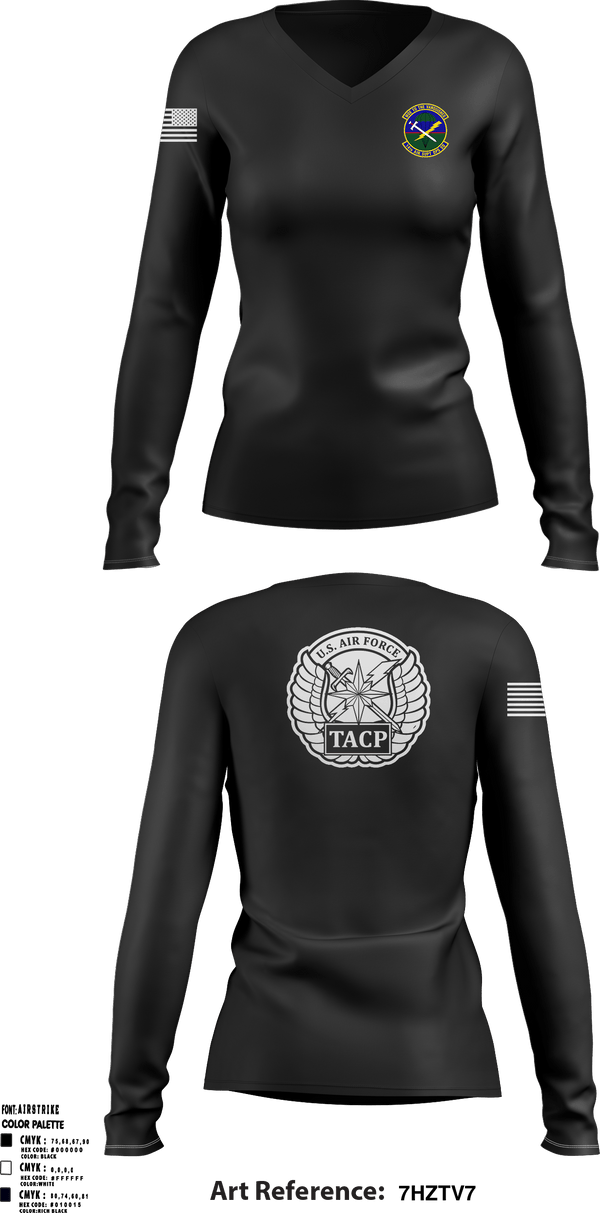 Women's Long Sleeve Vneck Shirt, , Air Force, Teamtime, Team time, sublimation, custom sports apparel, team uniforms, spirit wear, spiritwear, sports uniforms, custom shirts, team store, custom team store, fundraiser sports, apparel fundraiser