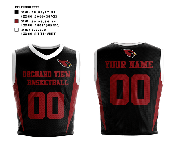 Basketball Uniform, Orchard View High School Basketball, Men's Basketball, Teamtime, Team time, sublimation, custom sports apparel, team uniforms, spirit wear, spiritwear, sports uniforms, custom shirts, team store, custom team store, fundraiser sports, apparel fundraiser