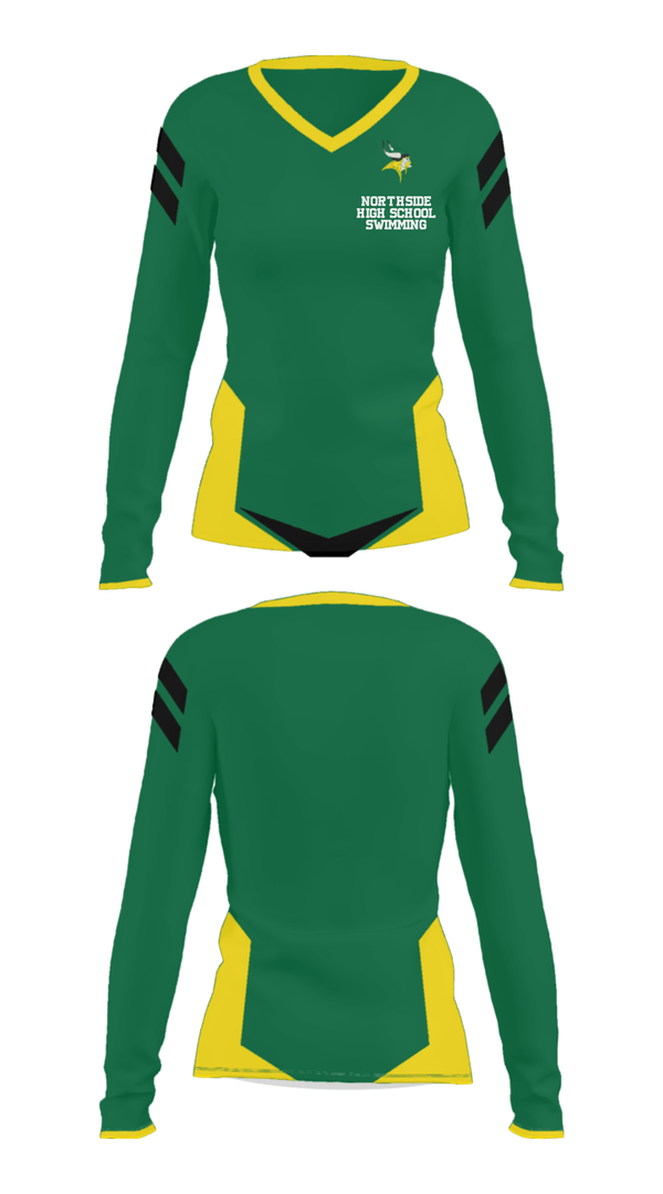 Women's Long Sleeve Vneck Shirt, Northside High School Swimming, Swimming, Teamtime, Team time, sublimation, custom sports apparel, team uniforms, spirit wear, spiritwear, sports uniforms, custom shirts, team store, custom team store, fundraiser sports, apparel fundraiser