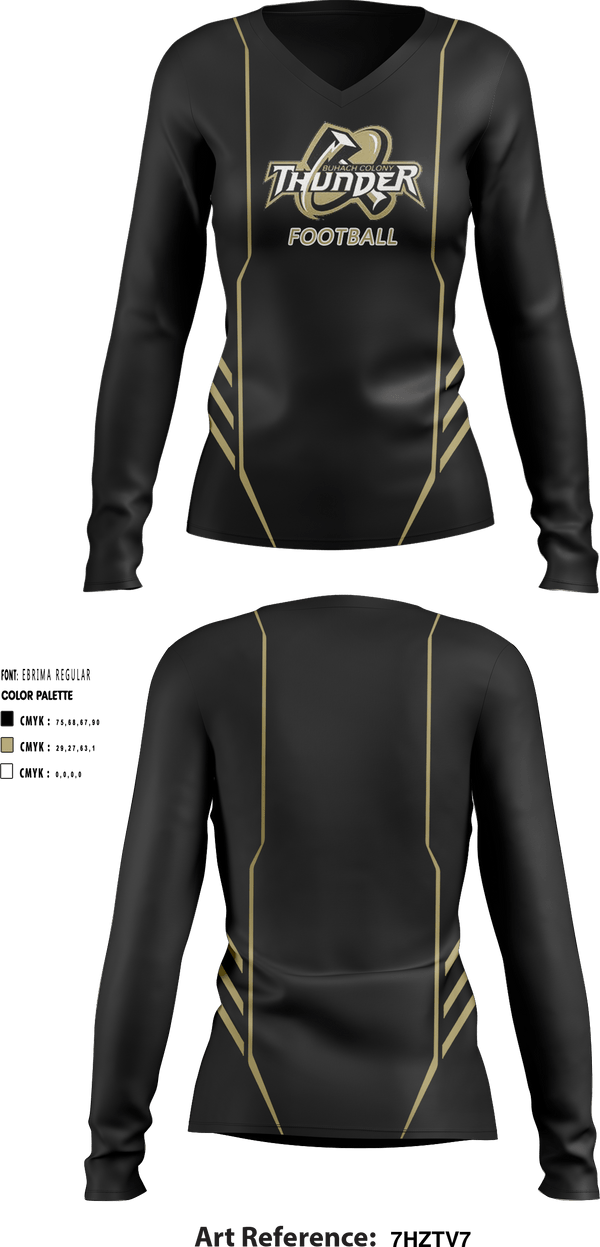 Women's Long Sleeve Vneck Shirt, Thunder Youth Football, Football, Teamtime, Team time, sublimation, custom sports apparel, team uniforms, spirit wear, spiritwear, sports uniforms, custom shirts, team store, custom team store, fundraiser sports, apparel fundraiser