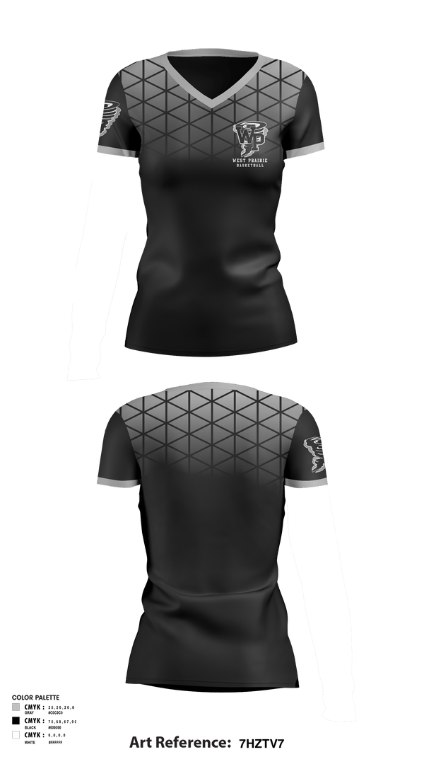 Women's Short Sleeve Vneck Shirt, West Prairie Senior High School Basketball, Women's Basketball, Teamtime, Team time, sublimation, custom sports apparel, team uniforms, spirit wear, spiritwear, sports uniforms, custom shirts, team store, custom team store, fundraiser sports, apparel fundraiser