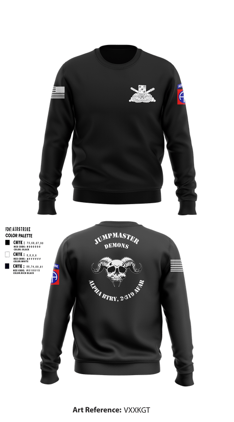 Crew Neck Sweatshirt, ALPHA BTRY, 2-319th AFAR, Army, Teamtime, Team time, sublimation, custom sports apparel, team uniforms, spirit wear, spiritwear, sports uniforms, custom shirts, team store, custom team store, fundraiser sports, apparel fundraiser