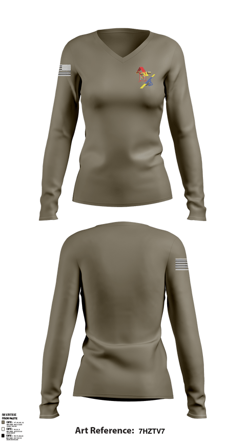 Women's Long Sleeve Vneck Shirt, , Army, Teamtime, Team time, sublimation, custom sports apparel, team uniforms, spirit wear, spiritwear, sports uniforms, custom shirts, team store, custom team store, fundraiser sports, apparel fundraiser