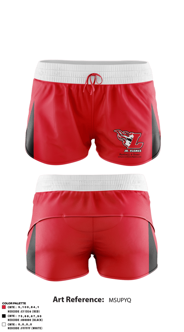 Track Shorts, Lodi Jr Flames Football & Cheer, Cheer, Teamtime, Team time, sublimation, custom sports apparel, team uniforms, spirit wear, spiritwear, sports uniforms, custom shirts, team store, custom team store, fundraiser sports, apparel fundraiser