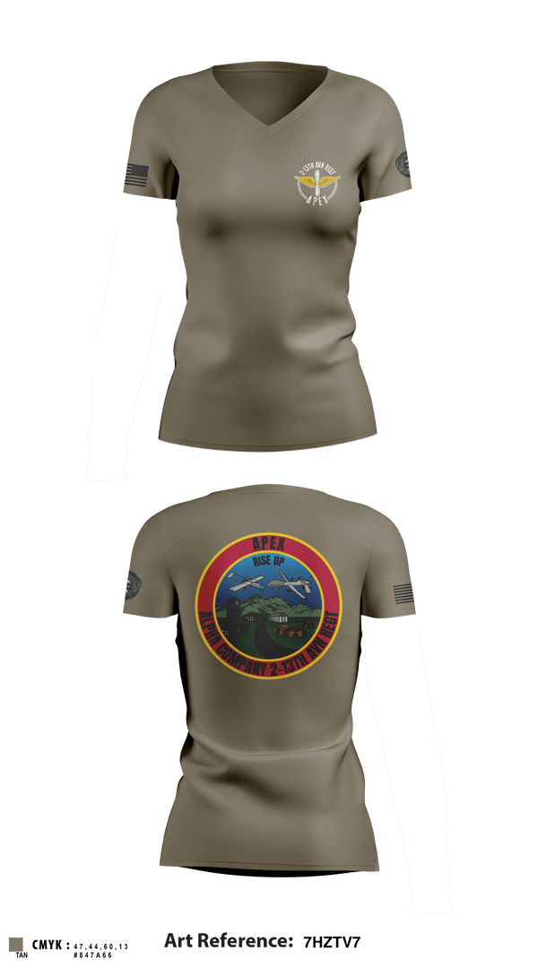 Women's Short Sleeve Vneck Shirt, A Co, 2-13th AVN REGT, , Teamtime, Team time, sublimation, custom sports apparel, team uniforms, spirit wear, spiritwear, sports uniforms, custom shirts, team store, custom team store, fundraiser sports, apparel fundraiser