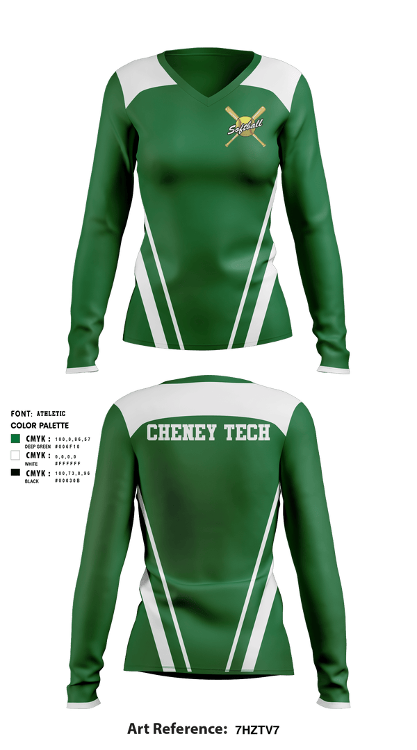 Women's Long Sleeve Vneck Shirt, Cheney Tech, Softball, Teamtime, Team time, sublimation, custom sports apparel, team uniforms, spirit wear, spiritwear, sports uniforms, custom shirts, team store, custom team store, fundraiser sports, apparel fundraiser
