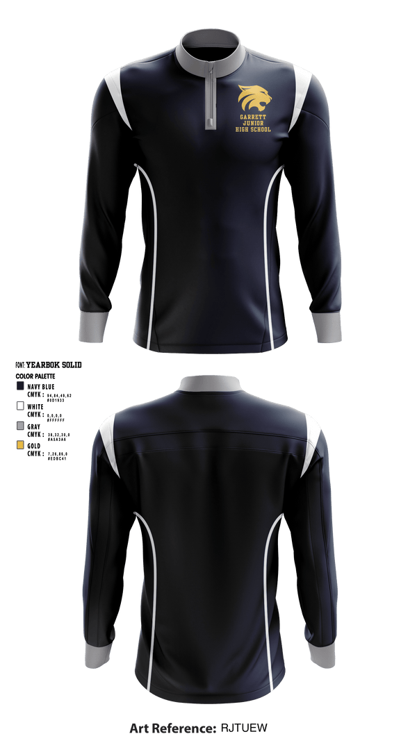 Quarter Zip Jacket, Garrett Junior High School, Spirit Store, Teamtime, Team time, sublimation, custom sports apparel, team uniforms, spirit wear, spiritwear, sports uniforms, custom shirts, team store, custom team store, fundraiser sports, apparel fundraiser