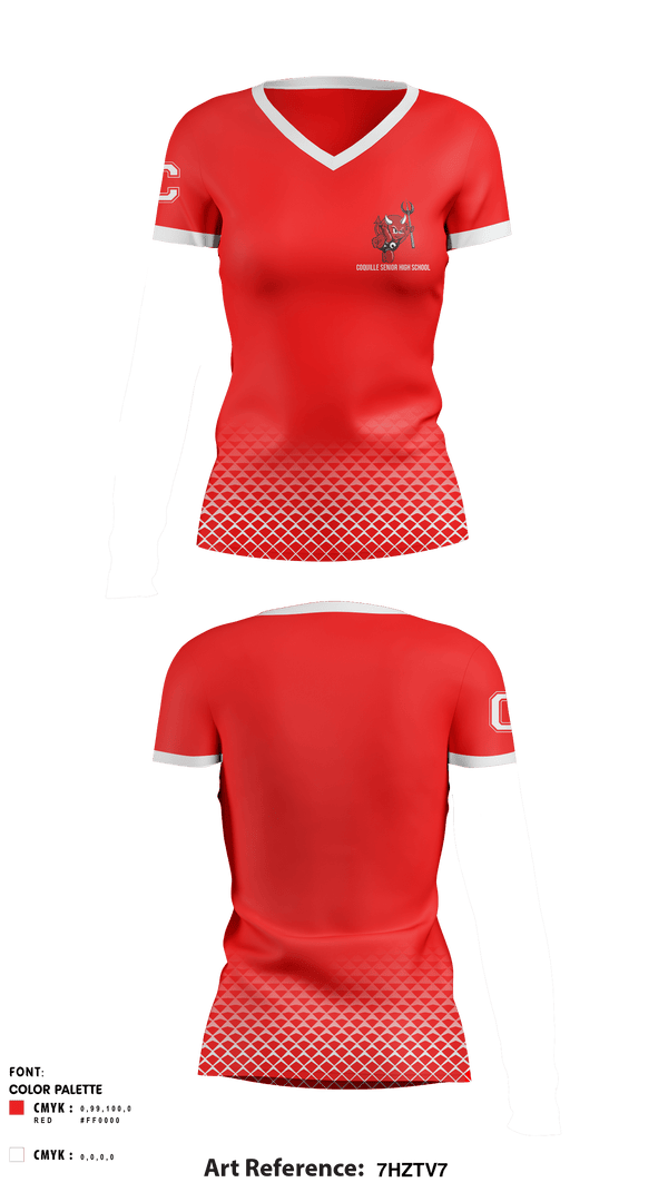 Women's Short Sleeve Vneck Shirt, Coquille Senior High School Track, Track & Field, Teamtime, Team time, sublimation, custom sports apparel, team uniforms, spirit wear, spiritwear, sports uniforms, custom shirts, team store, custom team store, fundraiser sports, apparel fundraiser