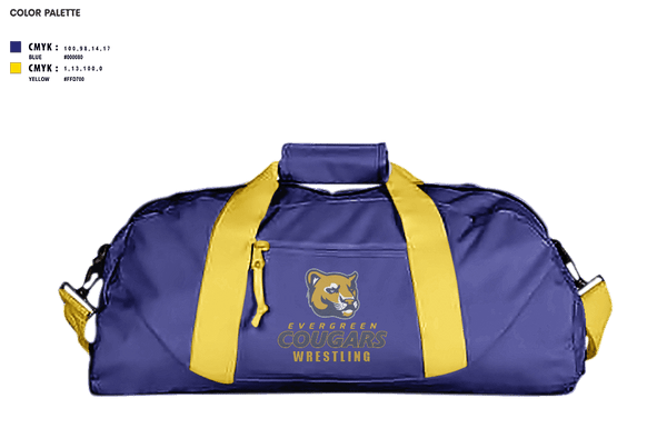 Duffle Bag, Evergreen High School Wrestling, Wrestling, Teamtime, Team time, sublimation, custom sports apparel, team uniforms, spirit wear, spiritwear, sports uniforms, custom shirts, team store, custom team store, fundraiser sports, apparel fundraiser