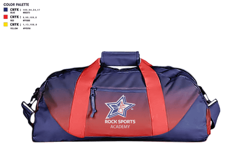 Duffle Bag, Rock Sports Academy, Men's Basketball, Teamtime, Team time, sublimation, custom sports apparel, team uniforms, spirit wear, spiritwear, sports uniforms, custom shirts, team store, custom team store, fundraiser sports, apparel fundraiser