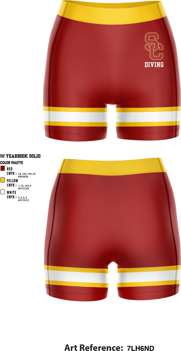 Women's Compression Shorts, University Of Southern California Diving, Spirit Store, Teamtime, Team time, sublimation, custom sports apparel, team uniforms, spirit wear, spiritwear, sports uniforms, custom shirts, team store, custom team store, fundraiser sports, apparel fundraiser