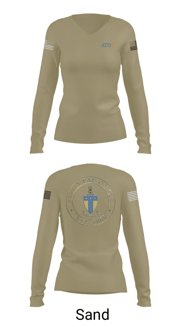 Women's Long Sleeve Vneck Shirt, , Army, Teamtime, Team time, sublimation, custom sports apparel, team uniforms, spirit wear, spiritwear, sports uniforms, custom shirts, team store, custom team store, fundraiser sports, apparel fundraiser