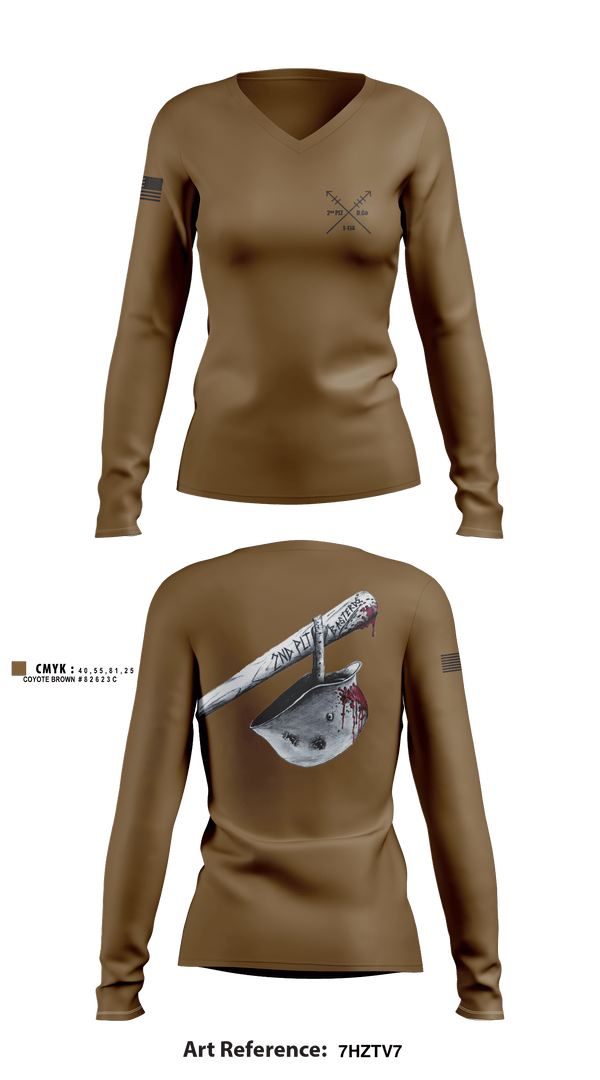 Women's Long Sleeve Vneck Shirt, 2nd PLT Baseterds, National Guard, Teamtime, Team time, sublimation, custom sports apparel, team uniforms, spirit wear, spiritwear, sports uniforms, custom shirts, team store, custom team store, fundraiser sports, apparel fundraiser