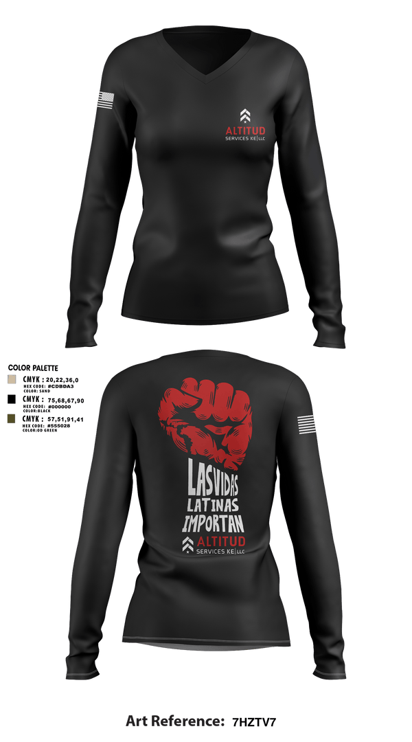 Women's Long Sleeve Vneck Shirt, Altitud Services, Army, Teamtime, Team time, sublimation, custom sports apparel, team uniforms, spirit wear, spiritwear, sports uniforms, custom shirts, team store, custom team store, fundraiser sports, apparel fundraiser