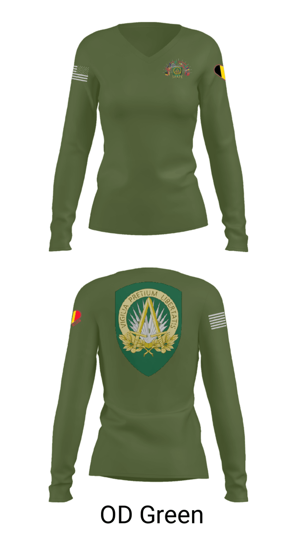 Women's Long Sleeve Vneck Shirt, , Army, Teamtime, Team time, sublimation, custom sports apparel, team uniforms, spirit wear, spiritwear, sports uniforms, custom shirts, team store, custom team store, fundraiser sports, apparel fundraiser