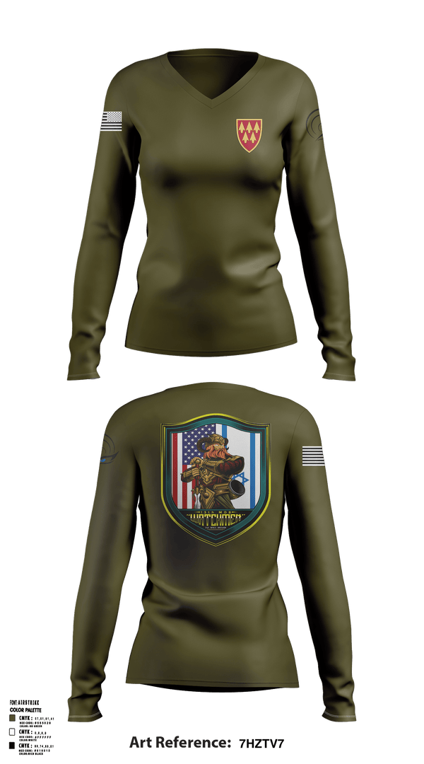 Women's Long Sleeve Vneck Shirt, 13TH Missile Defense Battery, , Teamtime, Team time, sublimation, custom sports apparel, team uniforms, spirit wear, spiritwear, sports uniforms, custom shirts, team store, custom team store, fundraiser sports, apparel fundraiser