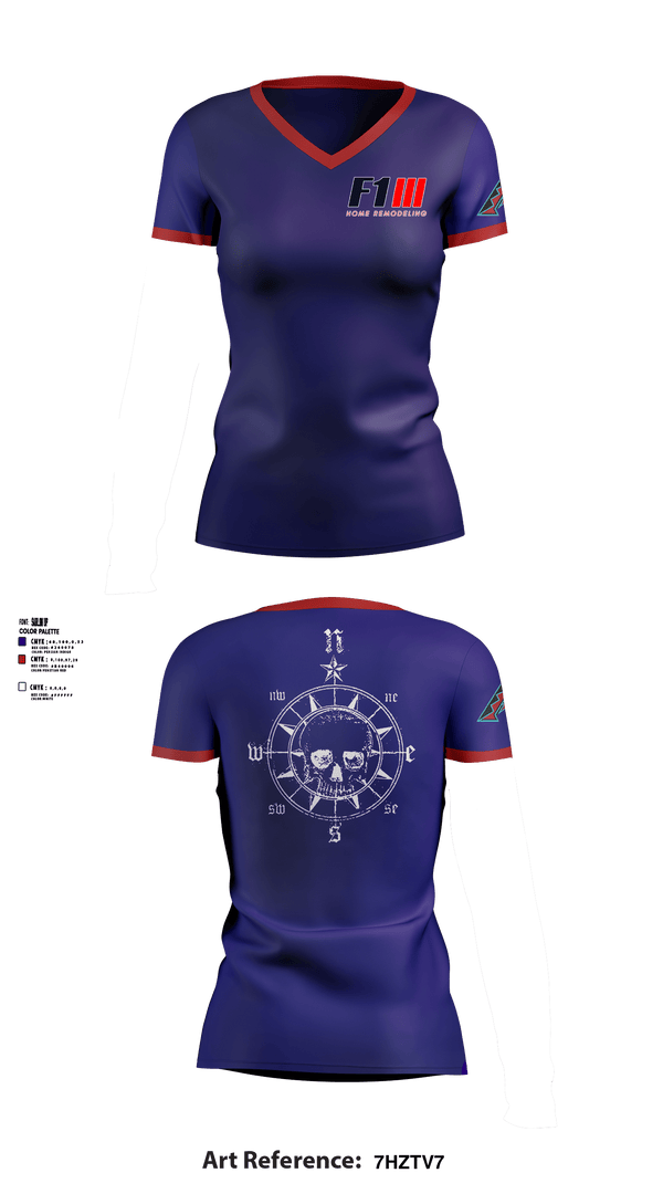 Women's Short Sleeve Vneck Shirt, F1 Home Remodeling, , Teamtime, Team time, sublimation, custom sports apparel, team uniforms, spirit wear, spiritwear, sports uniforms, custom shirts, team store, custom team store, fundraiser sports, apparel fundraiser