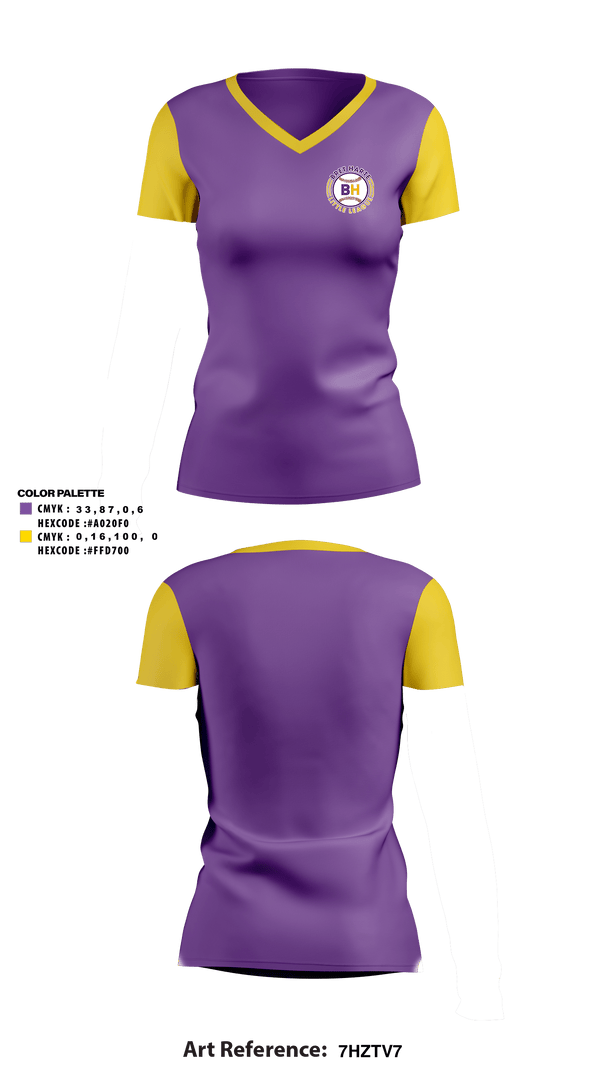 Women's Short Sleeve Vneck Shirt, Bret Harte Little League, Baseball, Teamtime, Team time, sublimation, custom sports apparel, team uniforms, spirit wear, spiritwear, sports uniforms, custom shirts, team store, custom team store, fundraiser sports, apparel fundraiser