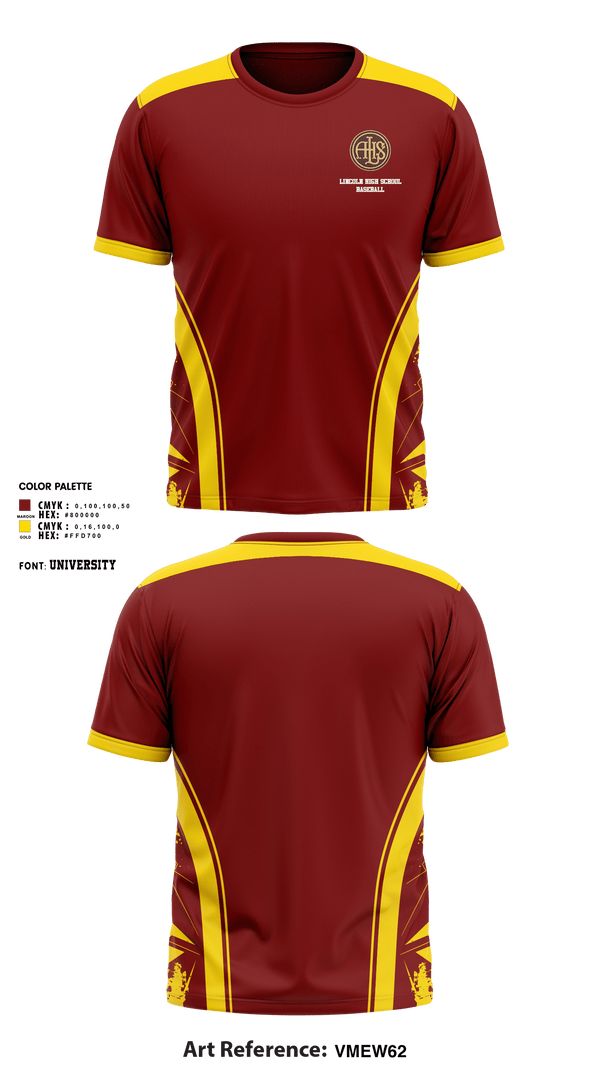 Short Sleeve Performance Shirt, Lincoln High School Baseball, Baseball, Teamtime, Team time, sublimation, custom sports apparel, team uniforms, spirit wear, spiritwear, sports uniforms, custom shirts, team store, custom team store, fundraiser sports, apparel fundraiser