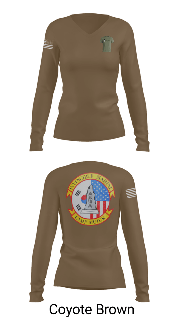 Women's Long Sleeve Vneck Shirt, , Marines, Teamtime, Team time, sublimation, custom sports apparel, team uniforms, spirit wear, spiritwear, sports uniforms, custom shirts, team store, custom team store, fundraiser sports, apparel fundraiser