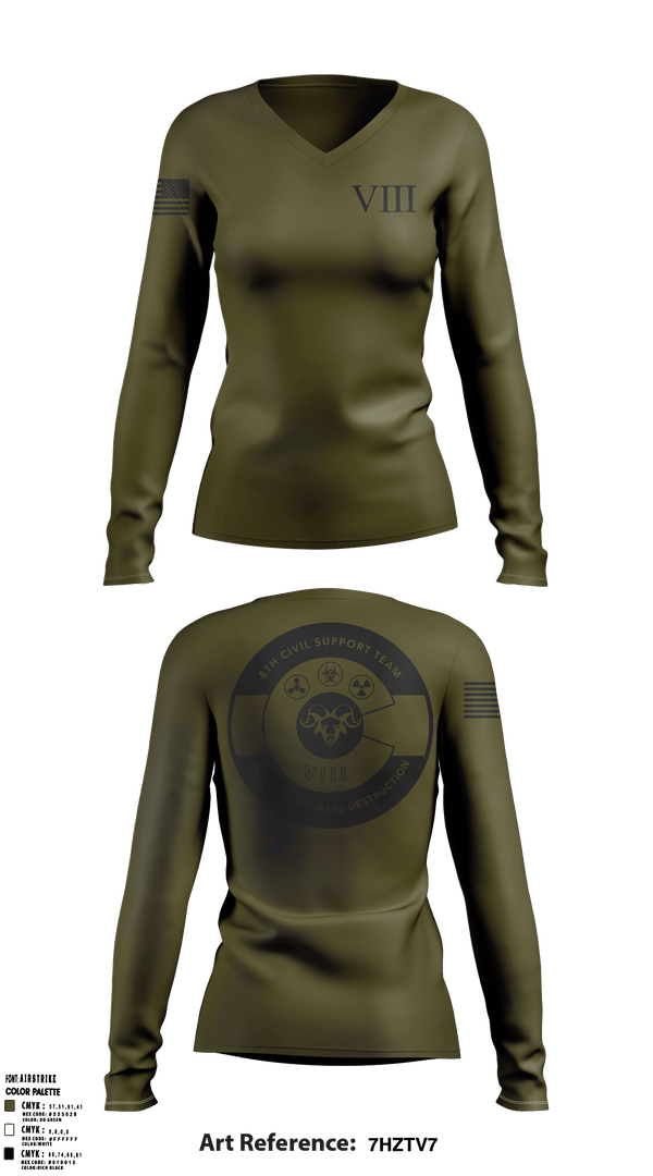 Women's Long Sleeve Vneck Shirt, , Army, Teamtime, Team time, sublimation, custom sports apparel, team uniforms, spirit wear, spiritwear, sports uniforms, custom shirts, team store, custom team store, fundraiser sports, apparel fundraiser