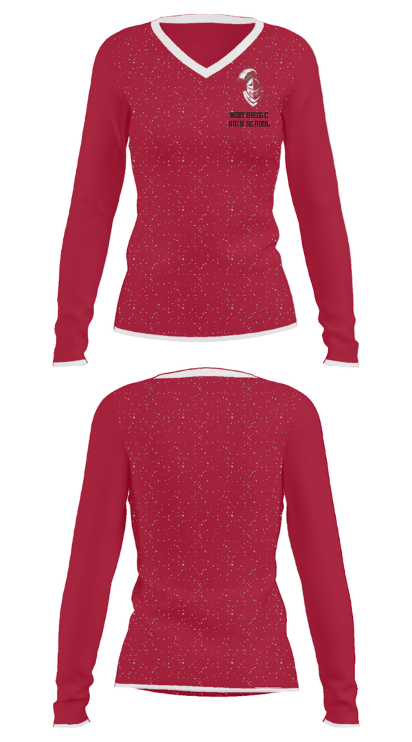 Women's Long Sleeve Vneck Shirt, Northridge High School, Spirit Store, Teamtime, Team time, sublimation, custom sports apparel, team uniforms, spirit wear, spiritwear, sports uniforms, custom shirts, team store, custom team store, fundraiser sports, apparel fundraiser