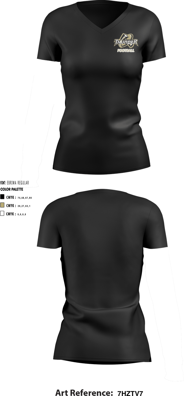 Women's Short Sleeve Vneck Shirt, Thunder Youth Football, Football, Teamtime, Team time, sublimation, custom sports apparel, team uniforms, spirit wear, spiritwear, sports uniforms, custom shirts, team store, custom team store, fundraiser sports, apparel fundraiser