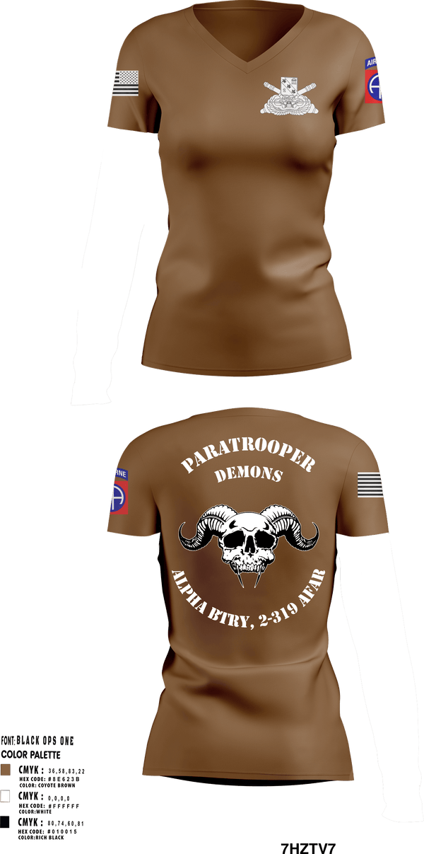 Women's Short Sleeve Vneck Shirt, ALPHA BTRY, 2-319th AFAR, Army, Teamtime, Team time, sublimation, custom sports apparel, team uniforms, spirit wear, spiritwear, sports uniforms, custom shirts, team store, custom team store, fundraiser sports, apparel fundraiser