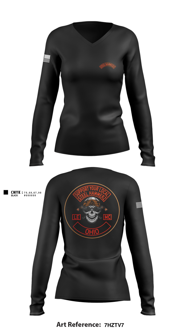 Women's Long Sleeve Vneck Shirt, Support steel hammerz, Police, Teamtime, Team time, sublimation, custom sports apparel, team uniforms, spirit wear, spiritwear, sports uniforms, custom shirts, team store, custom team store, fundraiser sports, apparel fundraiser