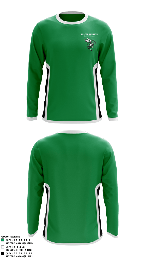 Long Sleeve Performance Shirt, Frazee Hornets, Men's Basketball, Teamtime, Team time, sublimation, custom sports apparel, team uniforms, spirit wear, spiritwear, sports uniforms, custom shirts, team store, custom team store, fundraiser sports, apparel fundraiser