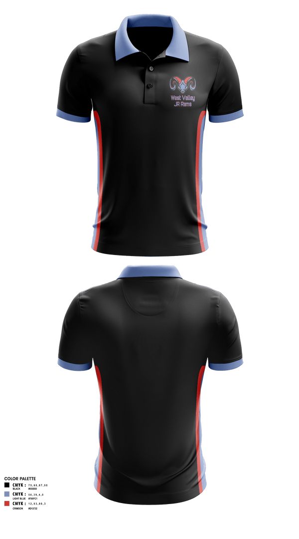 Short Sleeve Performance Polo, West Valley JR Rams, Football, Teamtime, Team time, sublimation, custom sports apparel, team uniforms, spirit wear, spiritwear, sports uniforms, custom shirts, team store, custom team store, fundraiser sports, apparel fundraiser