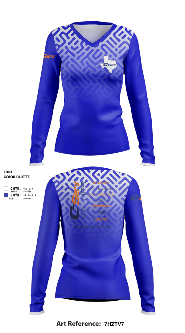 Women's Long Sleeve Vneck Shirt, C-ServC-Serv, , Teamtime, Team time, sublimation, custom sports apparel, team uniforms, spirit wear, spiritwear, sports uniforms, custom shirts, team store, custom team store, fundraiser sports, apparel fundraiser