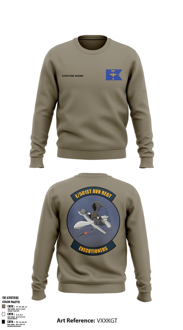 Crew Neck Sweatshirt, E 501st 1AD, CAB AVMX, Army, Teamtime, Team time, sublimation, custom sports apparel, team uniforms, spirit wear, spiritwear, sports uniforms, custom shirts, team store, custom team store, fundraiser sports, apparel fundraiser