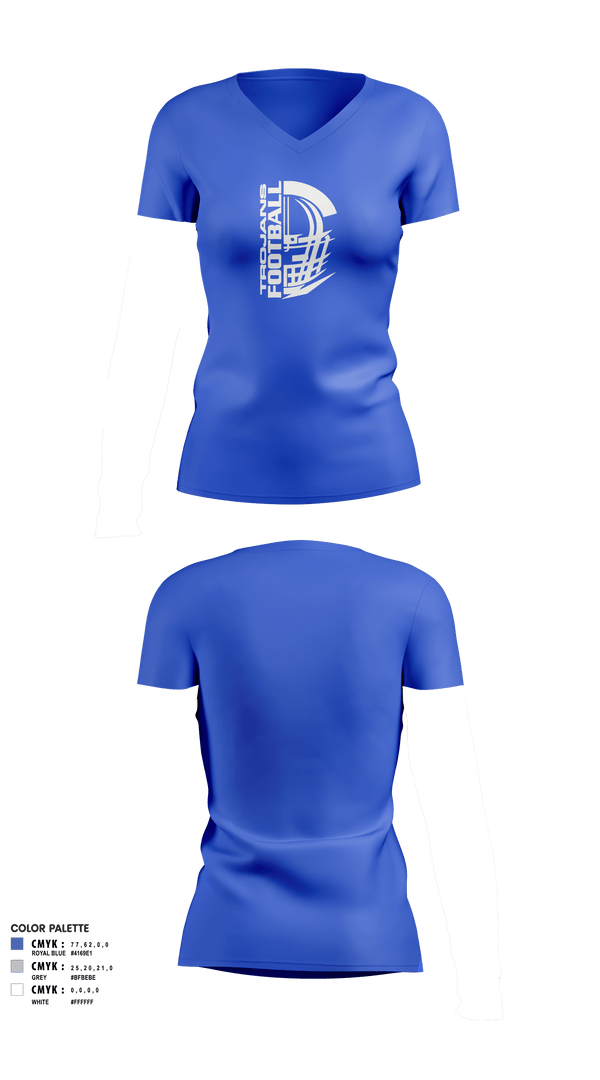 Women's Short Sleeve Vneck Shirt, Orland Jr Trojans Football, Football, Teamtime, Team time, sublimation, custom sports apparel, team uniforms, spirit wear, spiritwear, sports uniforms, custom shirts, team store, custom team store, fundraiser sports, apparel fundraiser