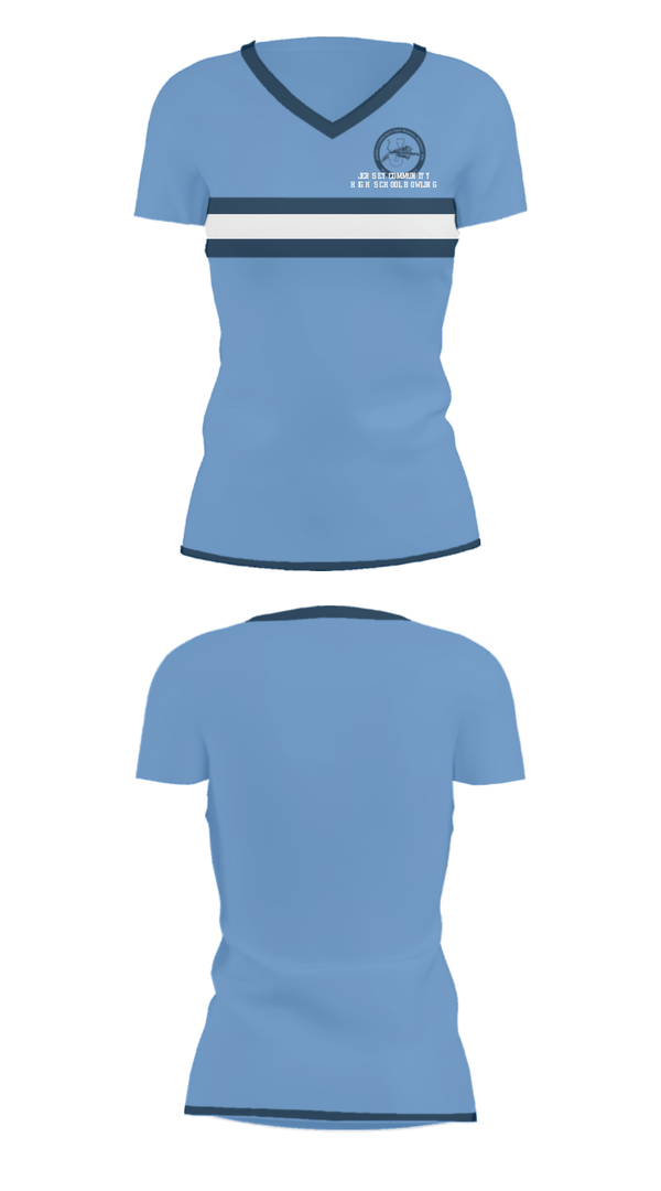 Women's Short Sleeve Vneck Shirt, Jersey Community High School Bowling, Bowling, Teamtime, Team time, sublimation, custom sports apparel, team uniforms, spirit wear, spiritwear, sports uniforms, custom shirts, team store, custom team store, fundraiser sports, apparel fundraiser
