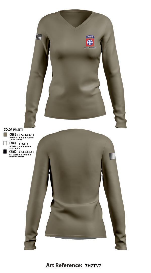 Women's Long Sleeve Vneck Shirt, 82nd airborne, Army, Teamtime, Team time, sublimation, custom sports apparel, team uniforms, spirit wear, spiritwear, sports uniforms, custom shirts, team store, custom team store, fundraiser sports, apparel fundraiser