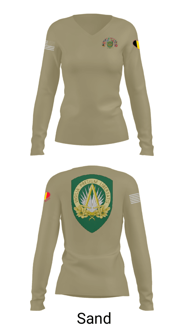 Women's Long Sleeve Vneck Shirt, , Army, Teamtime, Team time, sublimation, custom sports apparel, team uniforms, spirit wear, spiritwear, sports uniforms, custom shirts, team store, custom team store, fundraiser sports, apparel fundraiser
