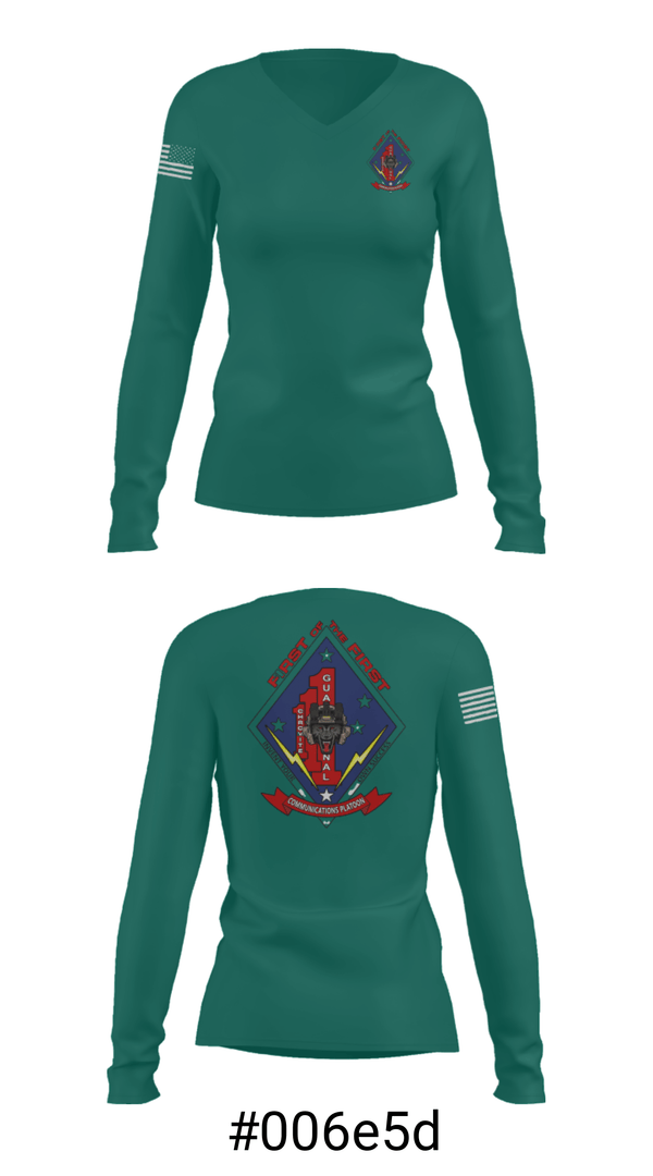 Women's Long Sleeve Vneck Shirt, , Marines, Teamtime, Team time, sublimation, custom sports apparel, team uniforms, spirit wear, spiritwear, sports uniforms, custom shirts, team store, custom team store, fundraiser sports, apparel fundraiser