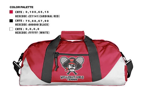 Duffle Bag, wellesley girls tennis, Tennis, Teamtime, Team time, sublimation, custom sports apparel, team uniforms, spirit wear, spiritwear, sports uniforms, custom shirts, team store, custom team store, fundraiser sports, apparel fundraiser