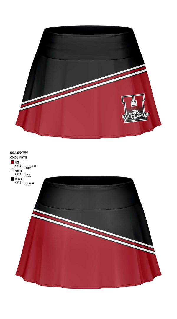 Skort, Gulf Coast Heat Cheer, Cheer, Teamtime, Team time, sublimation, custom sports apparel, team uniforms, spirit wear, spiritwear, sports uniforms, custom shirts, team store, custom team store, fundraiser sports, apparel fundraiser