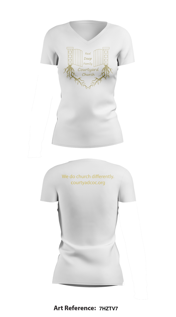 Women's Short Sleeve Vneck Shirt, Courtyard Chuch, , Teamtime, Team time, sublimation, custom sports apparel, team uniforms, spirit wear, spiritwear, sports uniforms, custom shirts, team store, custom team store, fundraiser sports, apparel fundraiser
