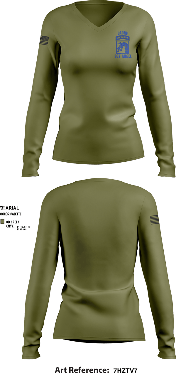Women's Long Sleeve Vneck Shirt, , Army, Teamtime, Team time, sublimation, custom sports apparel, team uniforms, spirit wear, spiritwear, sports uniforms, custom shirts, team store, custom team store, fundraiser sports, apparel fundraiser