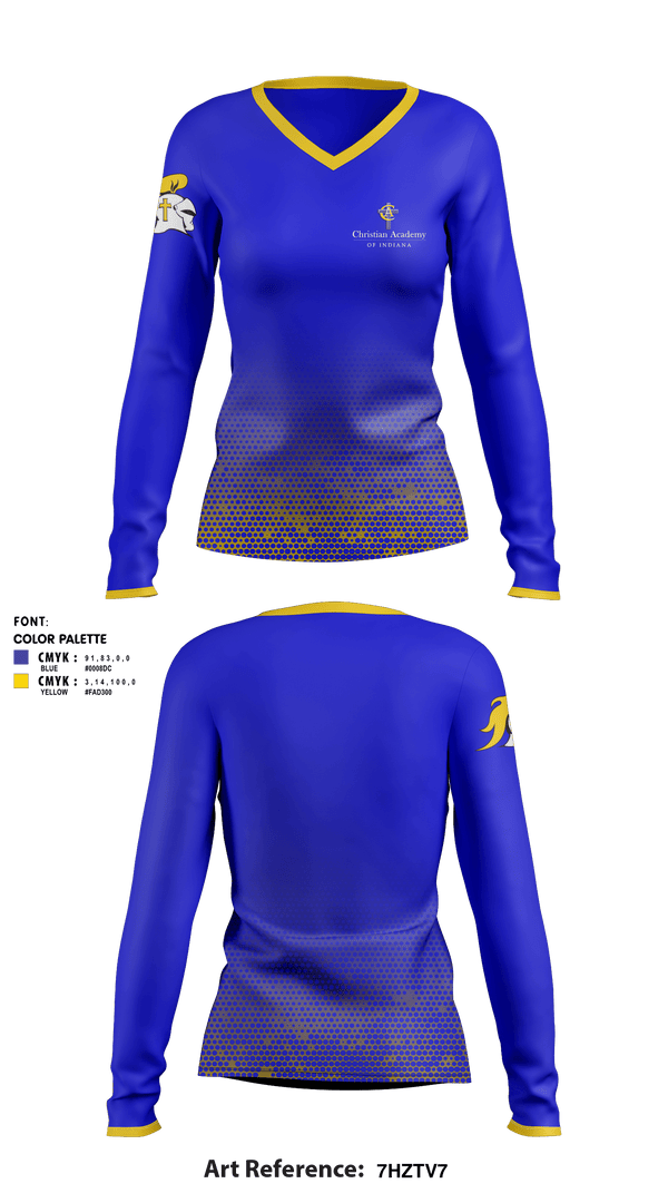 Women's Long Sleeve Vneck Shirt, Christian Academy of Indiana, Spirit Store, Teamtime, Team time, sublimation, custom sports apparel, team uniforms, spirit wear, spiritwear, sports uniforms, custom shirts, team store, custom team store, fundraiser sports, apparel fundraiser